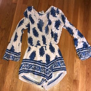 Blue and cream romper